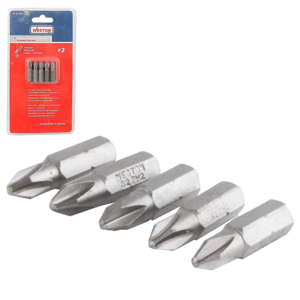 JUEGO 5 PZS.PUNTA P/DES. PHILLIPS 2X1"