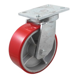 [Y-1002-250] RODAJA FIERRO VACIADO C/PU ROJA GIR. 10" X 3" (254*75MM)