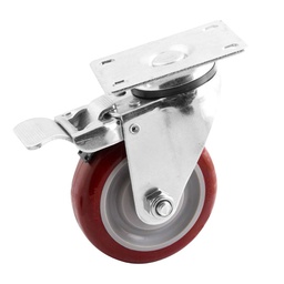 [Y-1048-125] RODAJA MARRON PU GIRA. C/FRENO TOTAL 5X1-1/4"