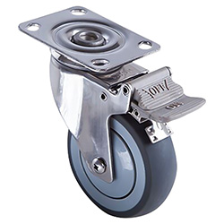 [Y-5032-100] RODAJA TPR HORQUILLA DE A. INOX. USO MEDIO GIRATORIA C/FRENO 4'' x 1-1/4'' (REEMPLAZA Y-5032-50)