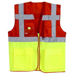 [QB3045] CHALECO BICOLOR ALTA VISIBILIDAD EG ROJO