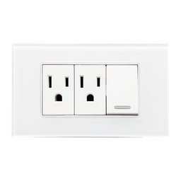 [8842940] APAGADOR Y CONTACTO DOBLE DE 24MM CON PLACA DE ACRILICO BLANCA