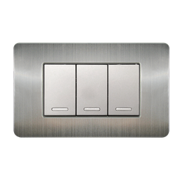 [8841915] APAGADOR TRIPLE CON PLACA DE ACERO INOXIDABLE 24 MM