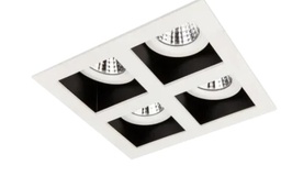 [AFL72A-4] LUMINARIO CUADRADO DE EMPOTRAR LED 4 SALIDAS DIRIGIBLE ESPECULAR CON REFLECTOR CIRCULAR BLANCO 4X6.5 W 110-240 V~ 60 Hz 3 000 K 2 070 lm 