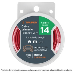 [101089] Carrete con 12 m de cable primario rojo calibre 18, Truper