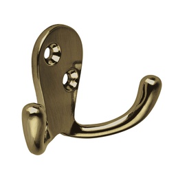 [48357] Gancho doble tipo perchero, laton antiguo, Hermex