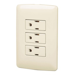 [48669] Placa armada 3 contactos aterrizados, marfil, linea Italiana