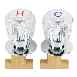 [49250] Juego llaves empotrar soldables, maneral acrilico, Foset