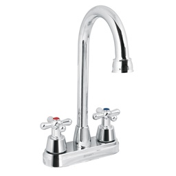 [49690] Mezcladora cromo 4' para lavabo, cuello bar, cruceta, Aqua