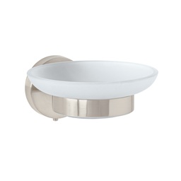 [45965] Jabonera metalica satin con plato de vidrio, Foset Tubig