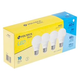 [28004] Pack de 4 lamparas LED A19 6 W (equiv. 40 W), luz de dia