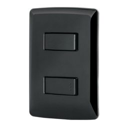 [47598] Placa armada 1 interruptor 1 escalera, negro, linea Italiana
