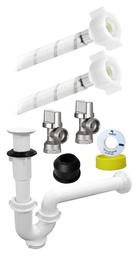 [3192] KIT de Instalacion para Lavabo (Con Cesp-Facil Rejilla Blanca, Famaflex Poliacetal y Valvulas Angular de Laton (3192)