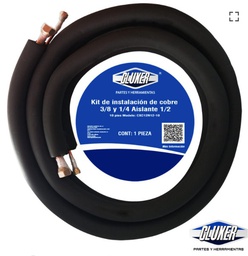 [CXC12N12-10] Kit Tuberia de Cobre 1/4 y 3/8 con Aislante de Espesor 1/2 10 pies