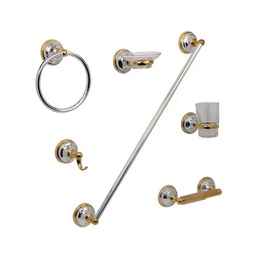 [JE23C] JUEGO ACCESORIOS P/BA�O ORO-CROMO ( RUMANIA )