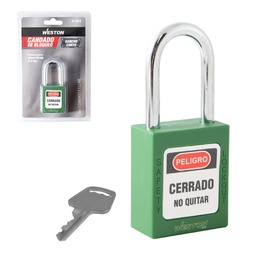 [BL-0019] CANDADO DE BLOQUEO VERDE 38MM (CAJA C/10 PZAS - PRECIO X PIEZA)