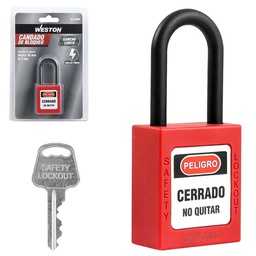 [BL-0088] CANDADO DE BLOQUEO DIELECTRICO ROJO 38MM (CAJA C/10 PZAS - PRECIO X PIEZA)