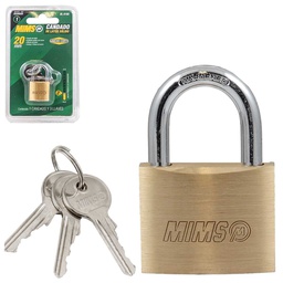 [BL-0200] CANDADO DE LATON SOLIDO 40MM C/3 LLAVES (CAJA C/12 PZAS - PRECIO X PIEZA)