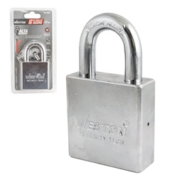 [BL-0335] CANDADO CUADRADO D/ACERO GANCHO D/BORO D/ALTA SEGU. 57MM C/2 LLAVES (CAJA C/6 PZAS - PRECIO X PIEZA)