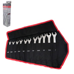 [LC-230] JUEGO DE LLAVES COMBINADAS CrV PULIDO ESPEJO FRACCIONALES 11 PZS 3/8" - 1"